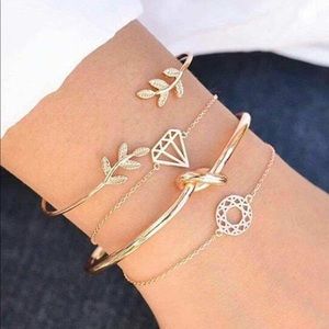 Set of Gold Stacked Bracelets